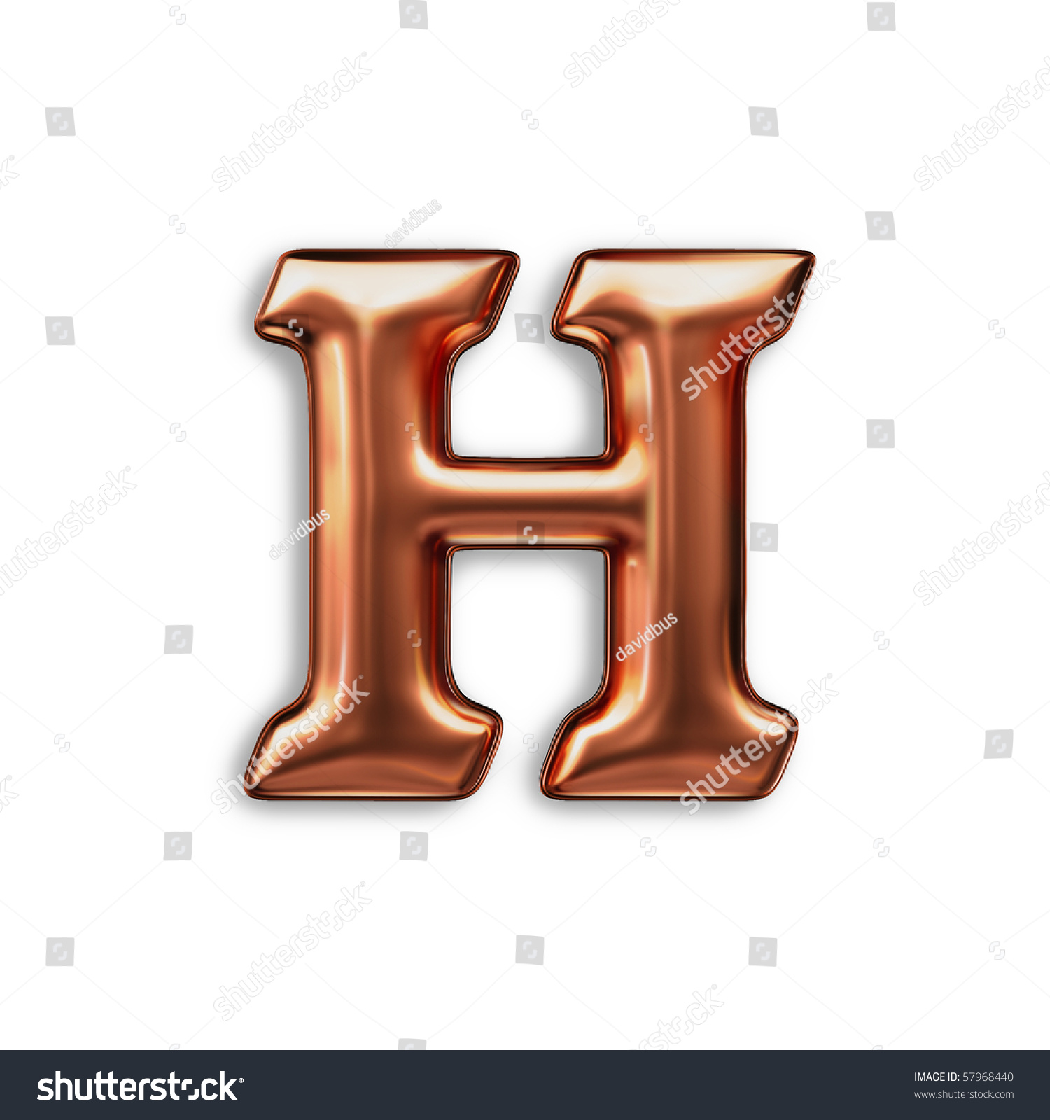 Letter H , Copper Color Stock Photo 57968440 : Shutterstock