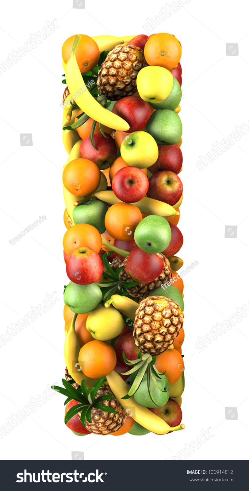 Letter - I Made Of Fruits. Isolated On A White. Stock Photo 106914812 ...