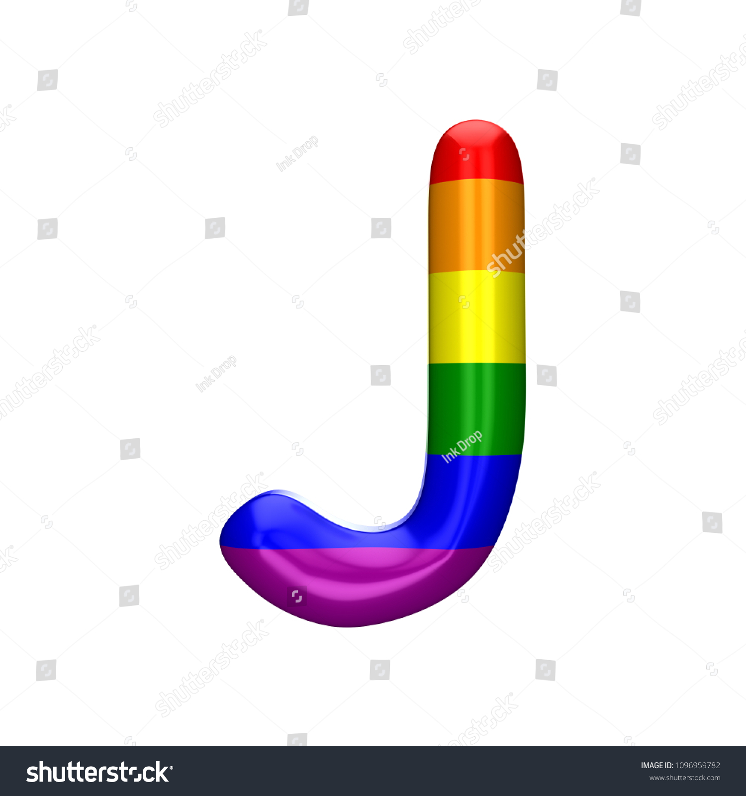 Letter J Gay Pride Rainbow Flag Stock Illustration