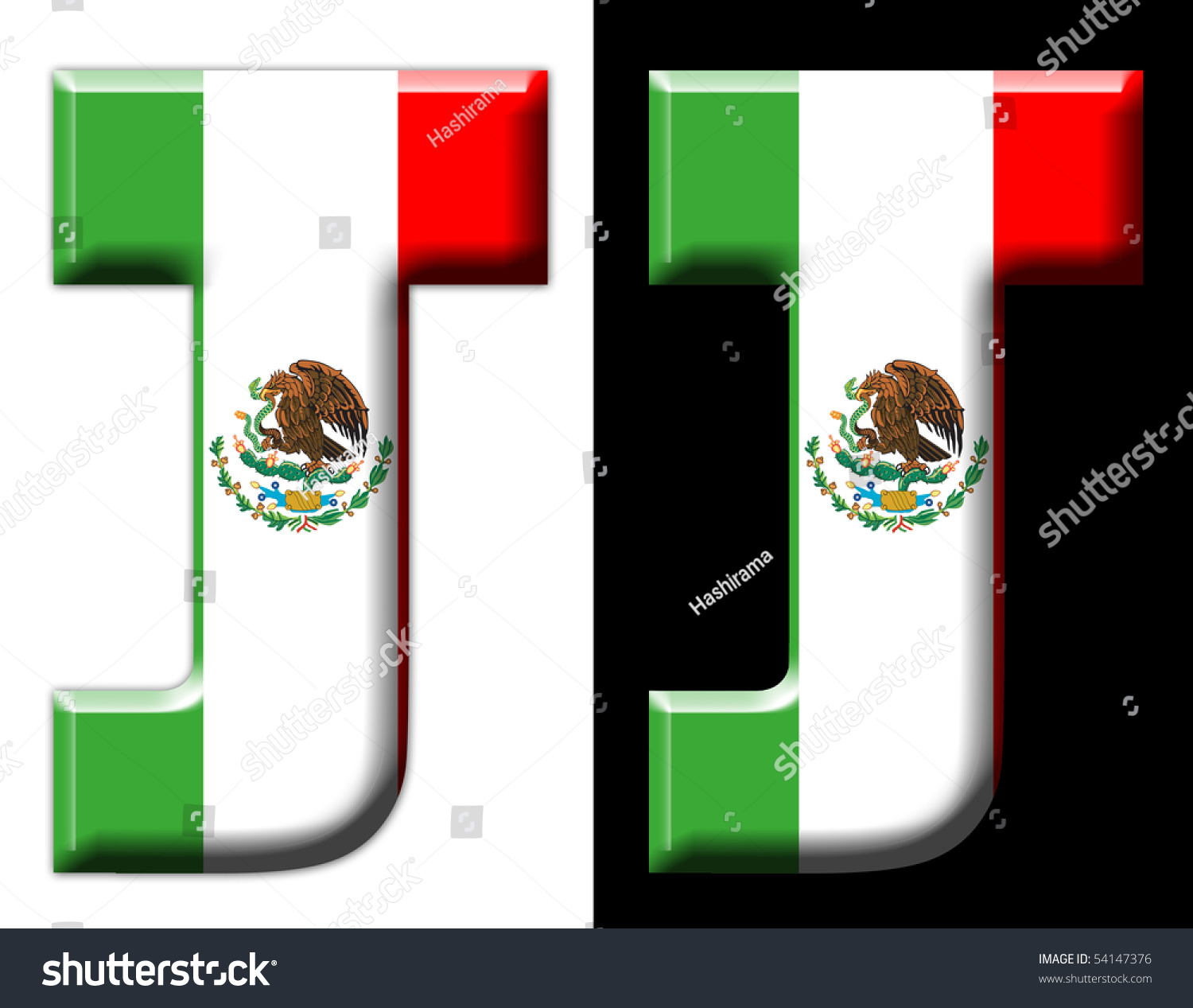 Letter J Mexican Flag Stock Illustration