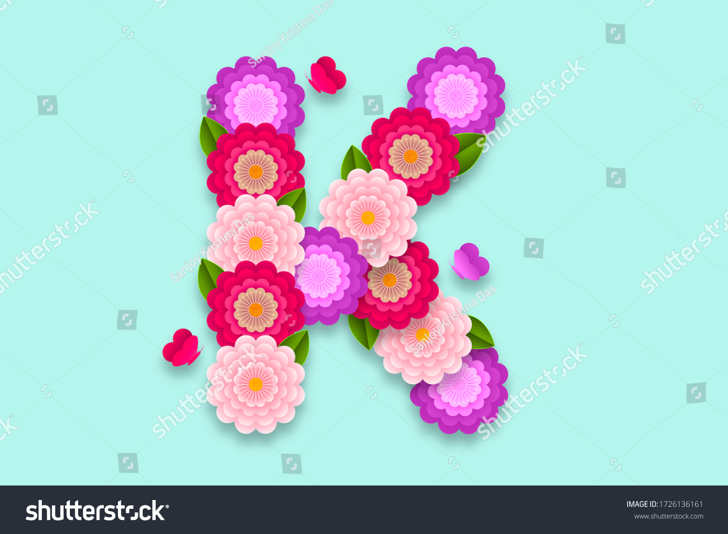 Letter K Abstract Flower Alphabet On Stock Illustration 1726136161 ...