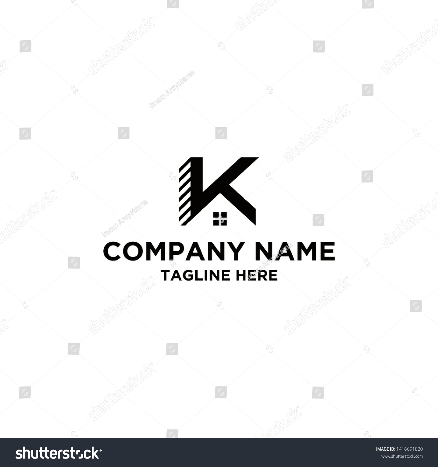 Letter K Home Building Logo Design Stock Illustration