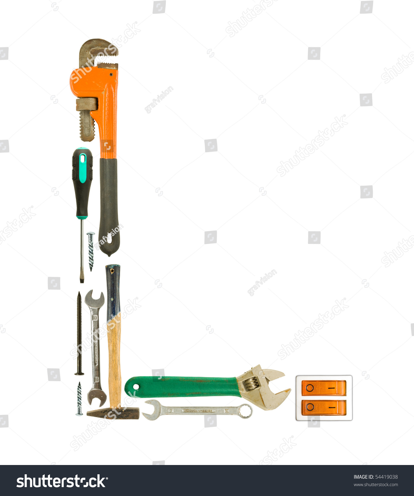Letter 'L' Made Of Tools Isolated On White Stock Photo 54419038 ...