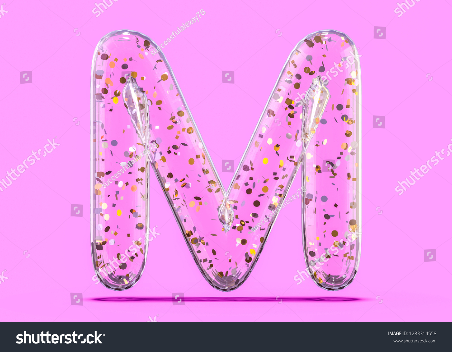 Letter M Alphabet Transparent Foil Balloons Stock Illustration