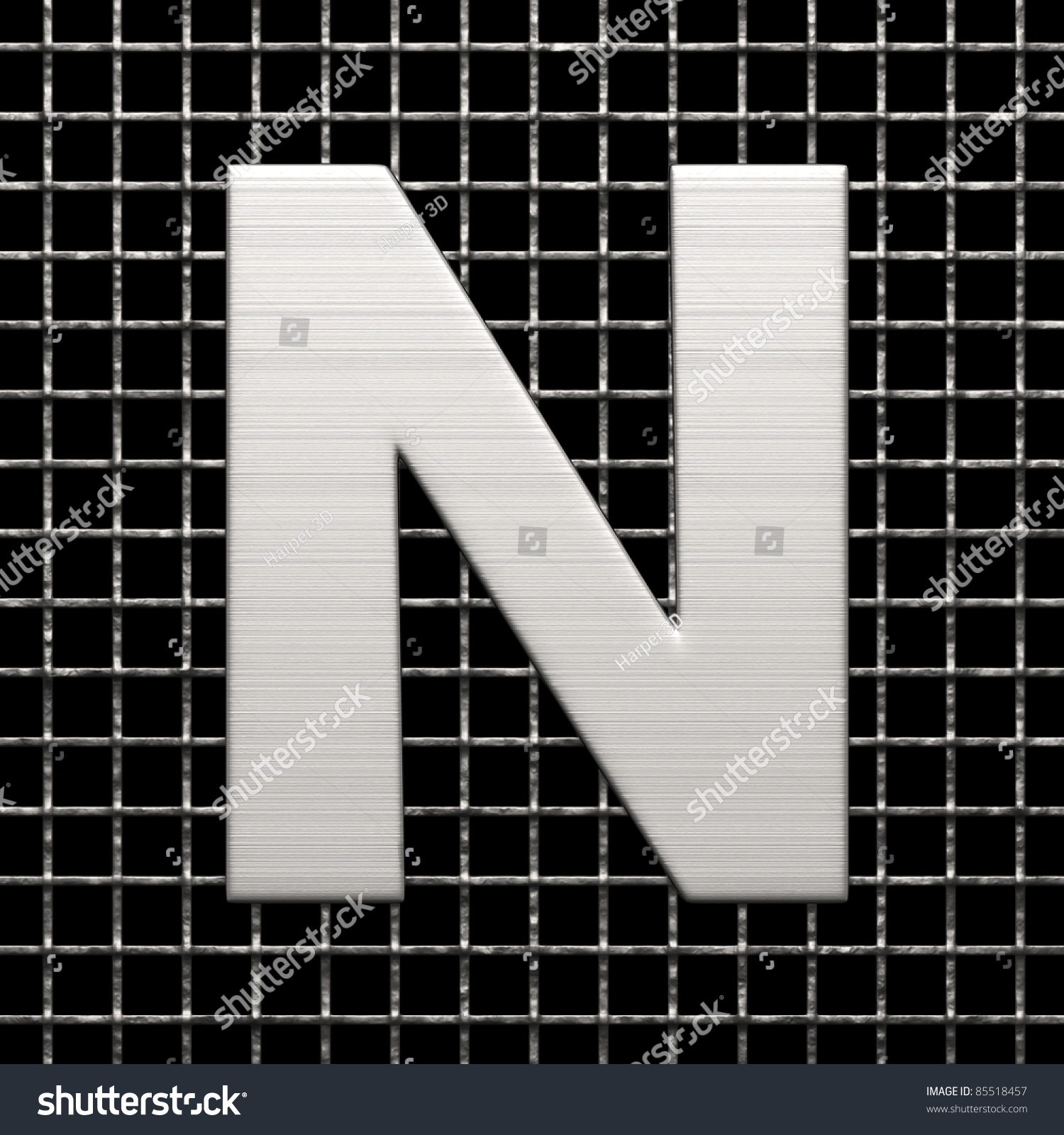 Letter N From Metal Net Alphabet. There Is A Clipping Path Stock Photo ...