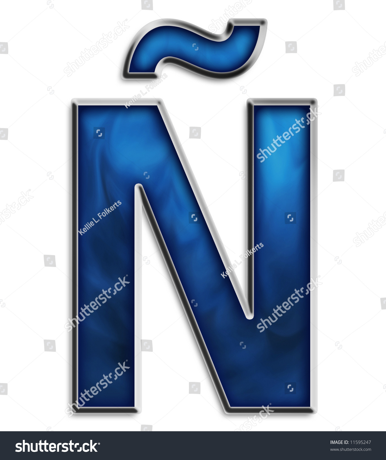 Letter N Accent Smokey Blue Isolated Stock Illustration 20