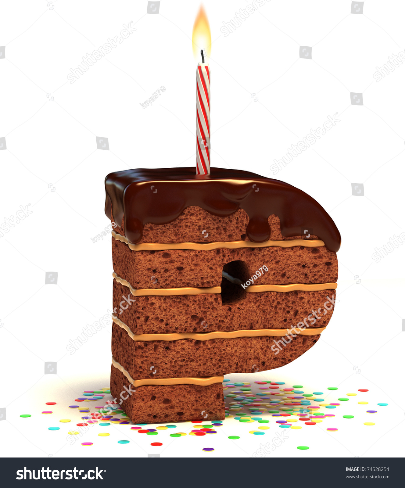 Letter P Shaped Chocolate Birthday Cake Stock Illustration 74528254 - Shutterstock