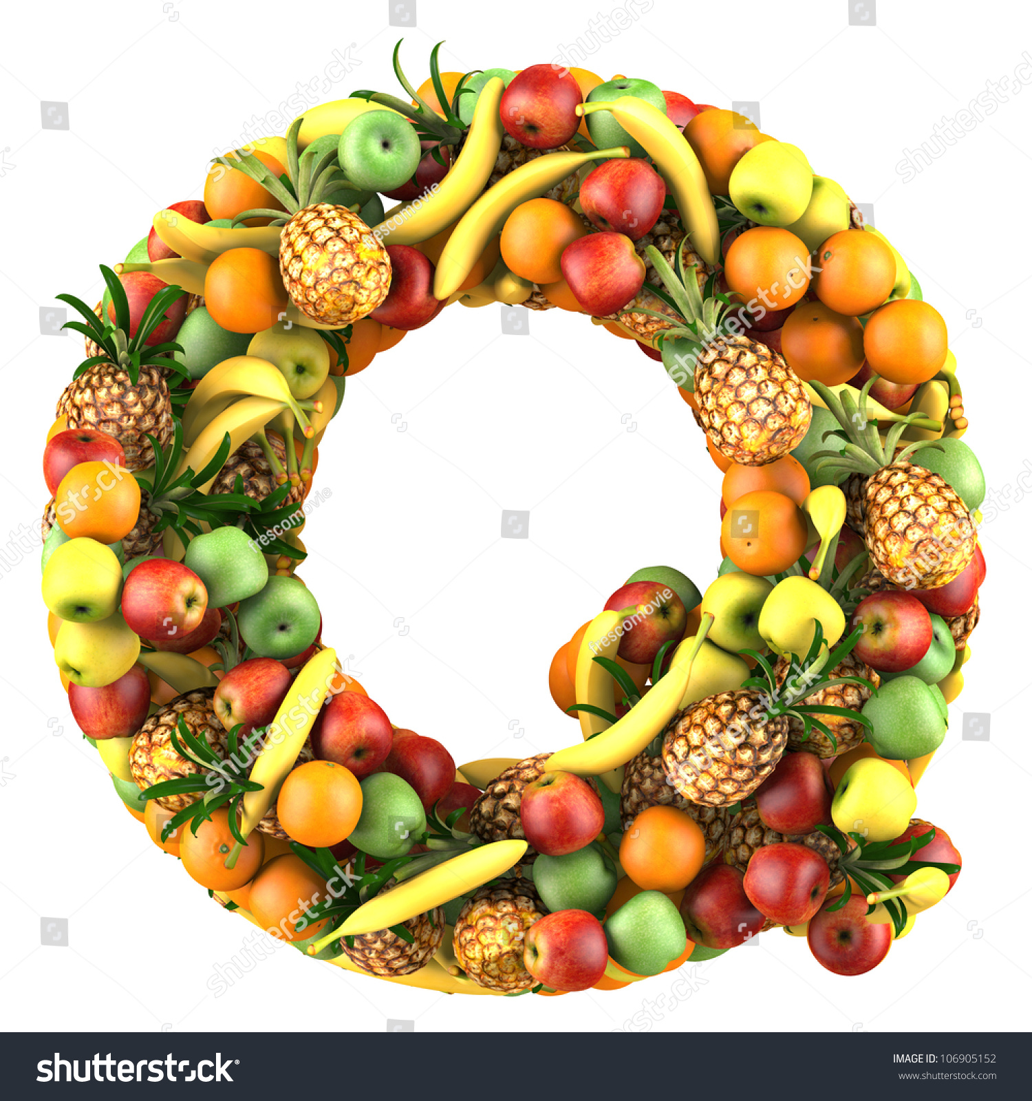 letter q made fruits isolated on stock illustration 106905152