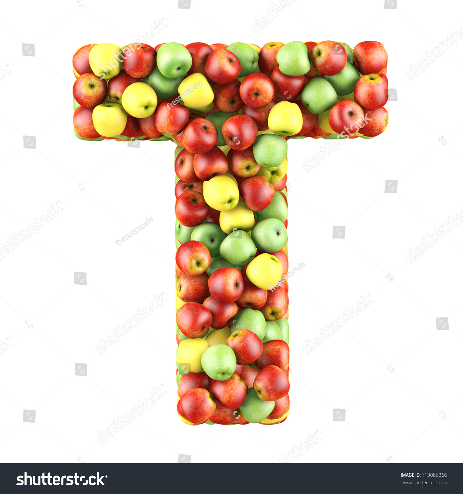 Letter T Made Apples Isolated On Stock Photo 113086366 - Shutterstock