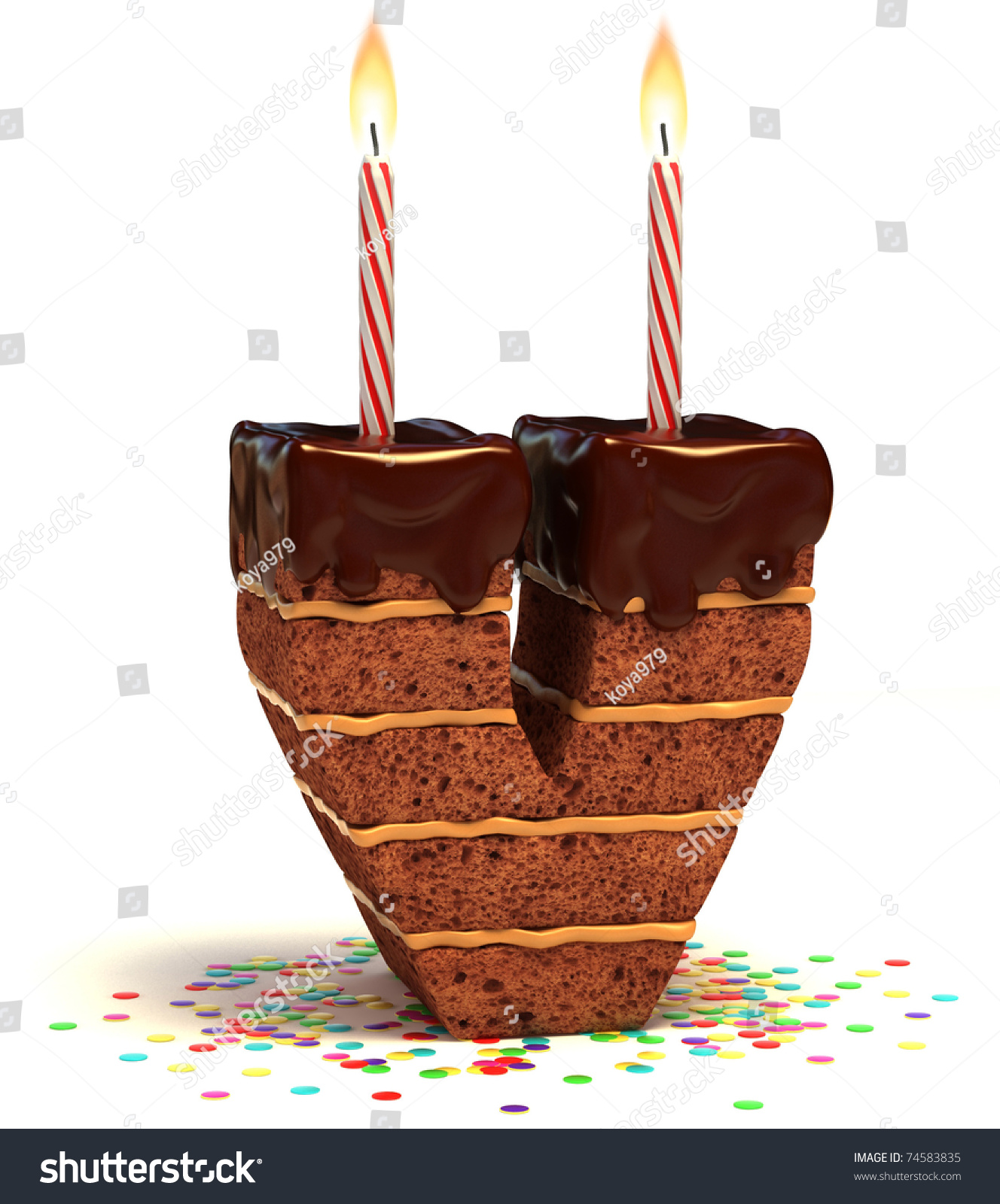 Letter V Shaped Chocolate Birthday Cake Stock Illustration 74583835 ...