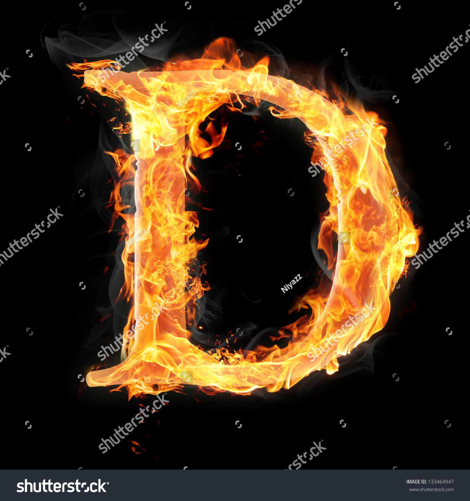 Letters And Symbols In Fire - Letter D. Stock Photo 133464947 ...