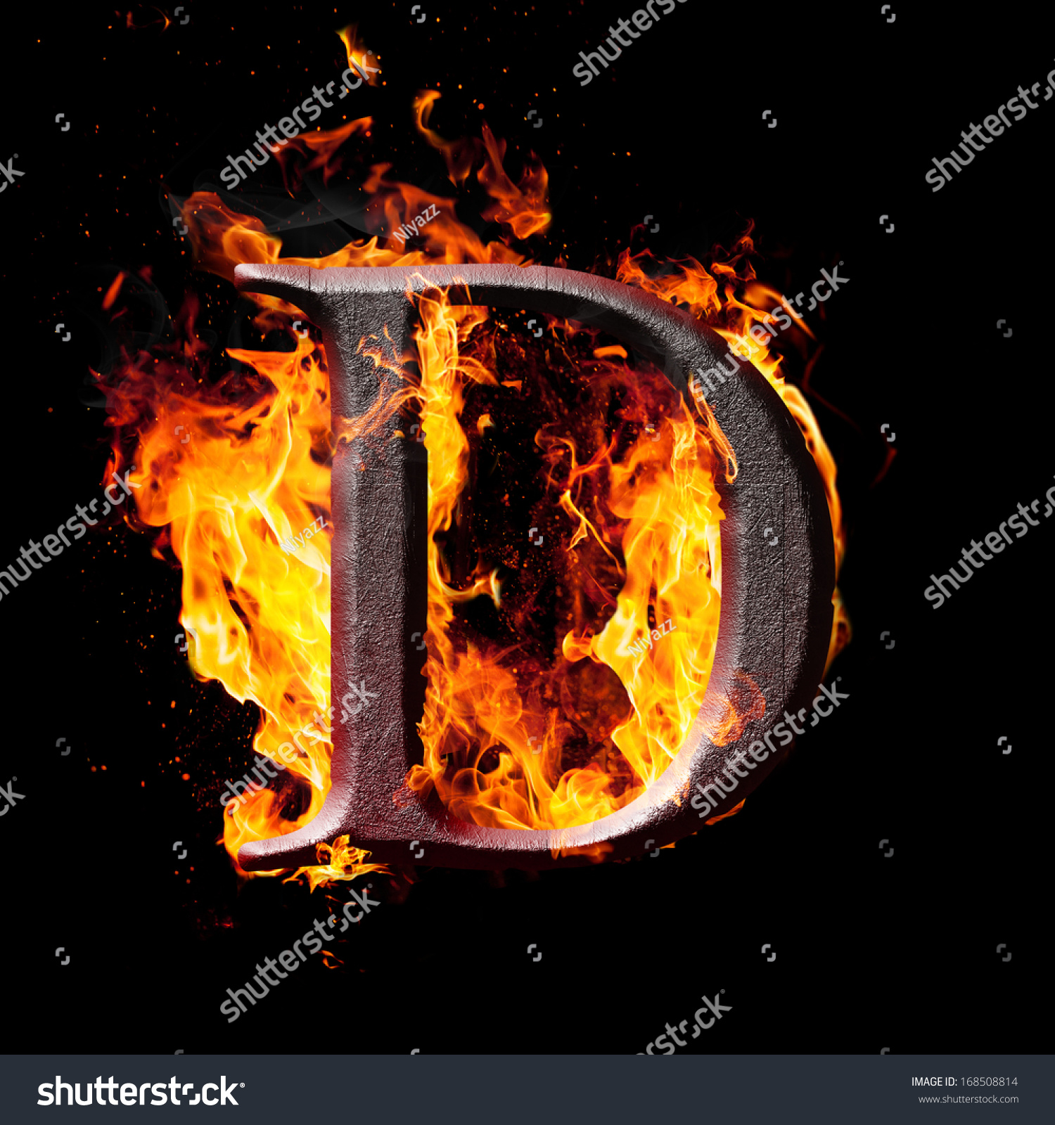 Letters And Symbols In Fire - Letter D. Stock Photo 168508814 ...