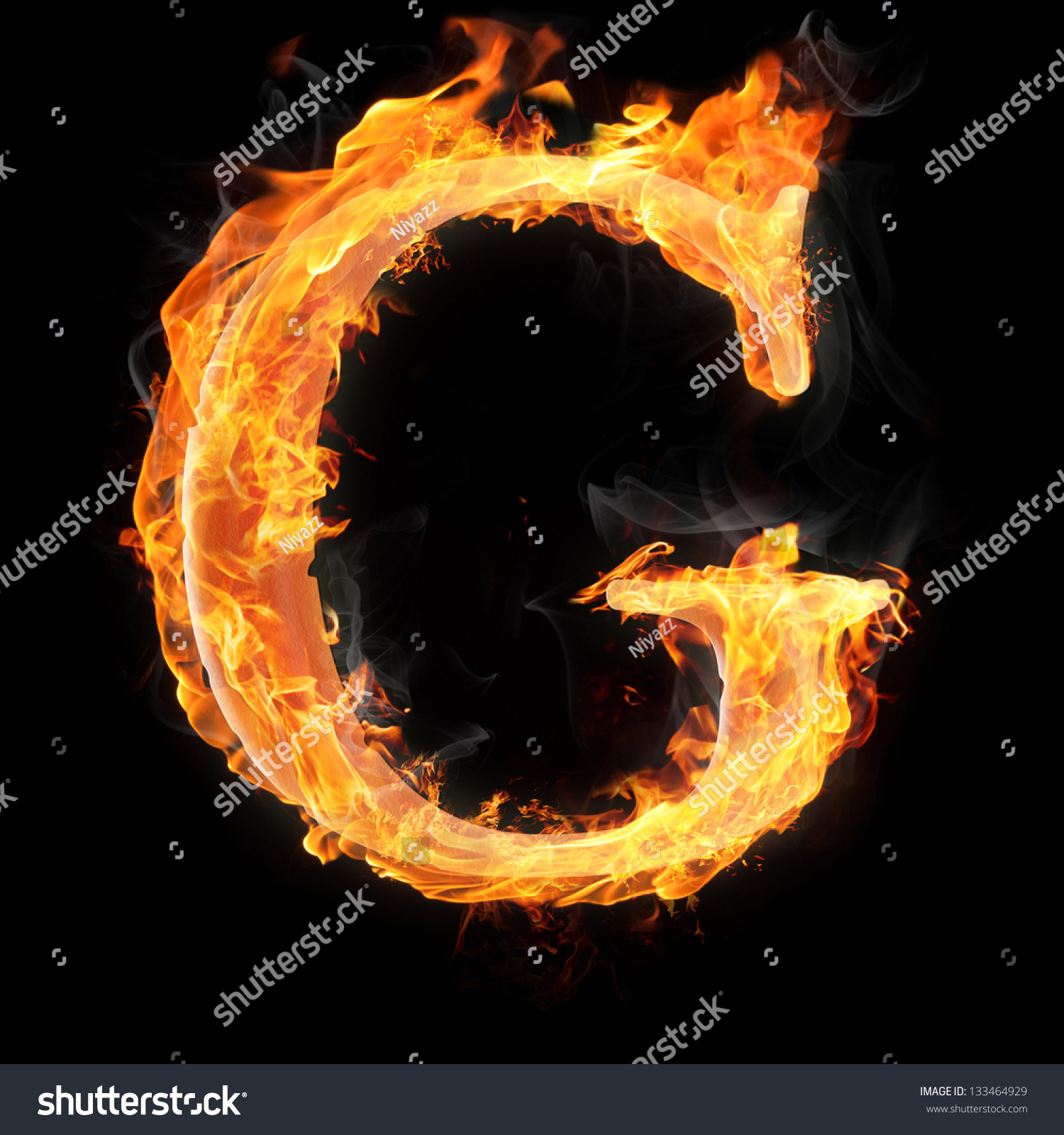 Letters And Symbols In Fire - Letter G. Stock Photo 133464929 ...