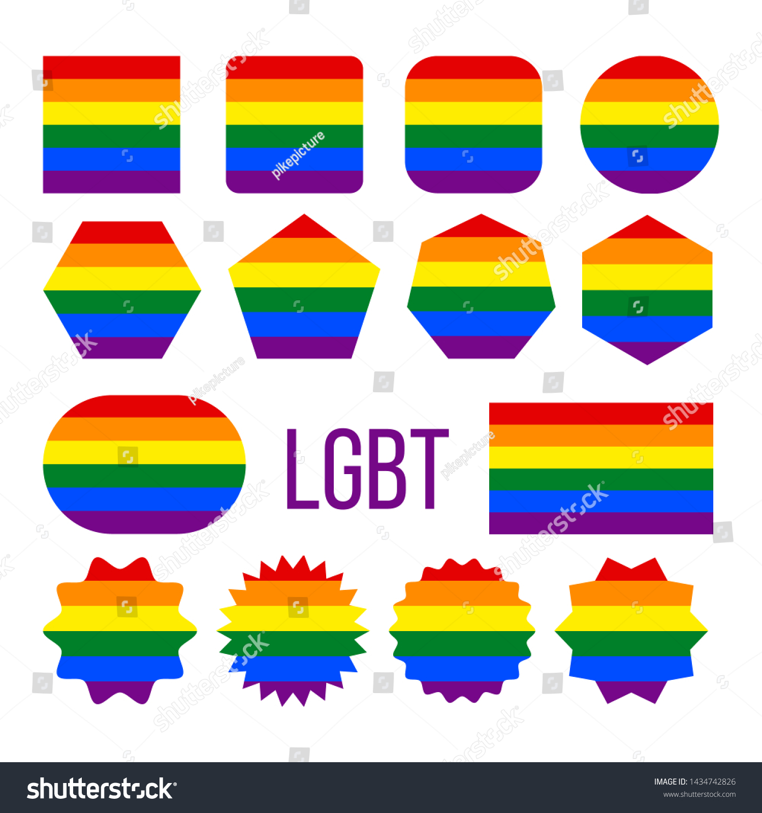 Lgbt Pride Flag Collection Figure Icons Stock Illustration