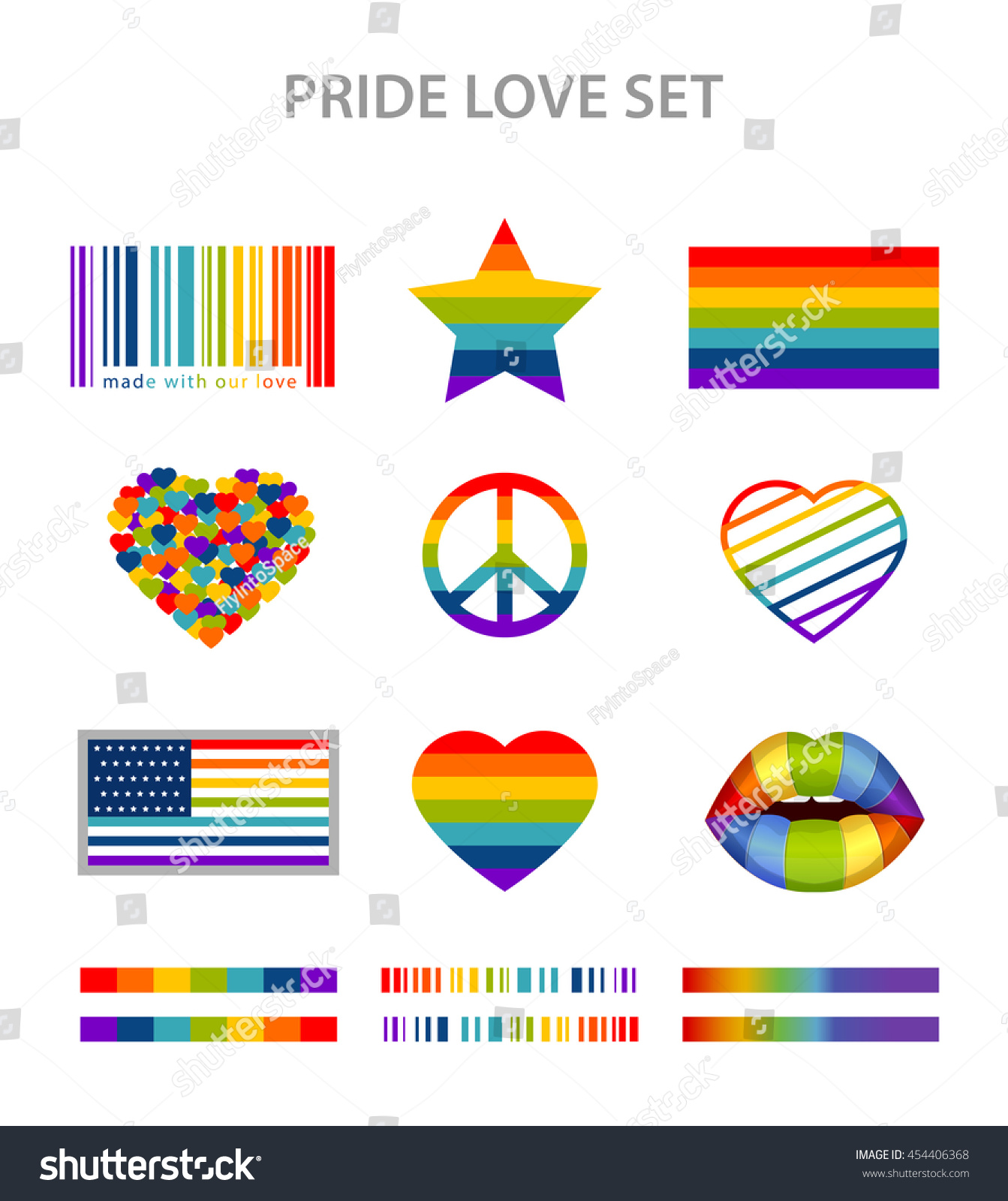 Ilustrasi Stok Lgbt Symbols Set Rainbow Colors Pride 454406368 Shutterstock 