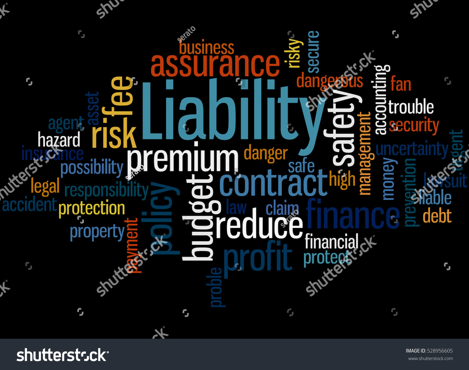 Liability Word Cloud Concept On Black Stock Illustration 528956605 ...