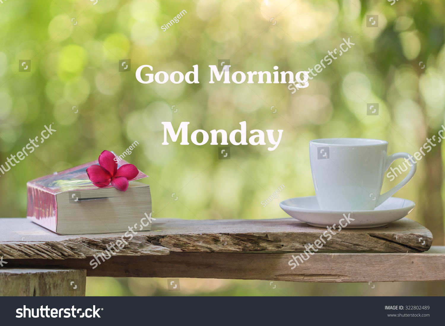 Life quote good morning monday coffee book and flower background