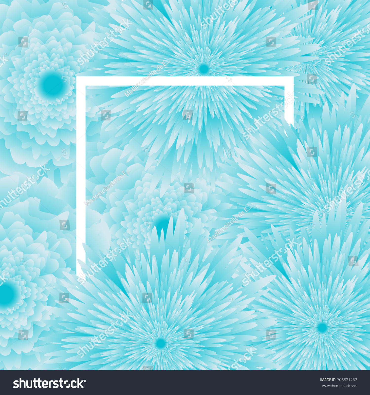 Light Blue Flower Background White Frame Stock Illustration 706821262