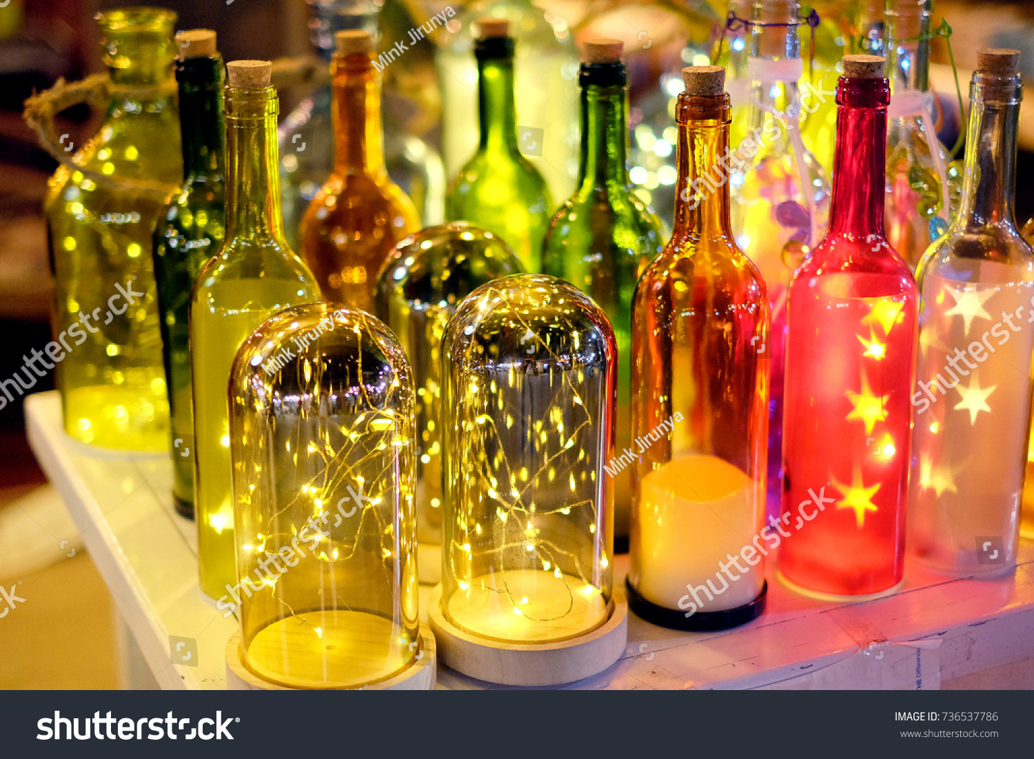 70 954 Wine Bottle Lights Images Stock Photos Vectors Shutterstock   Stock Photo Light In Bottle On Festival 736537786 