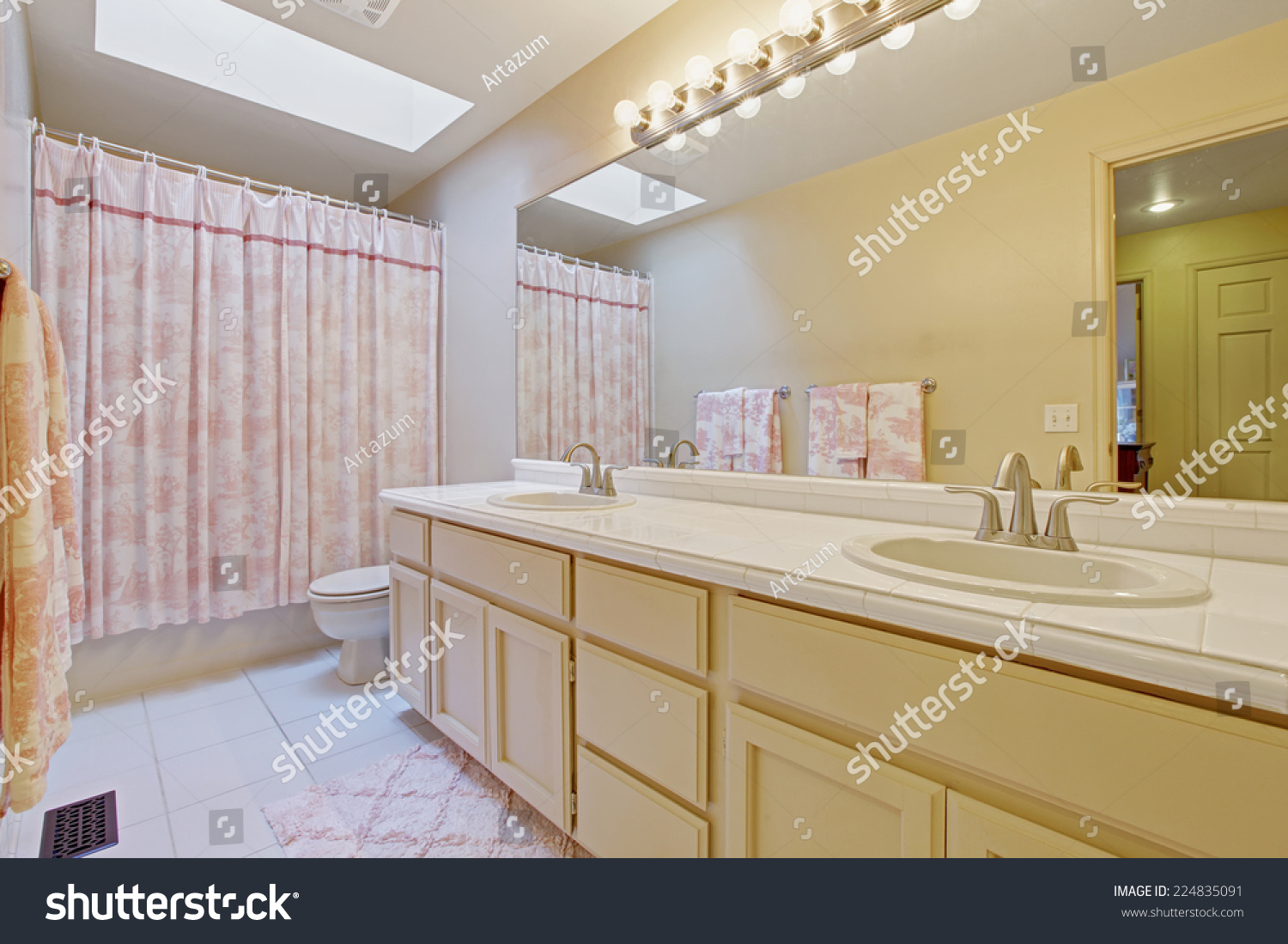 Light Tone Bathroom Skylight Vanity Cabinet Stock Photo Edit Now
