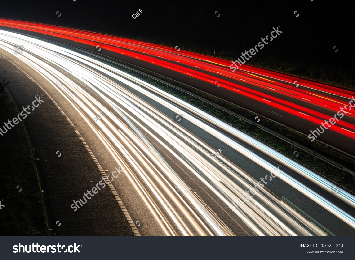 Light Trails Busy Motorway Highway Night Stock Photo 2075221243 ...