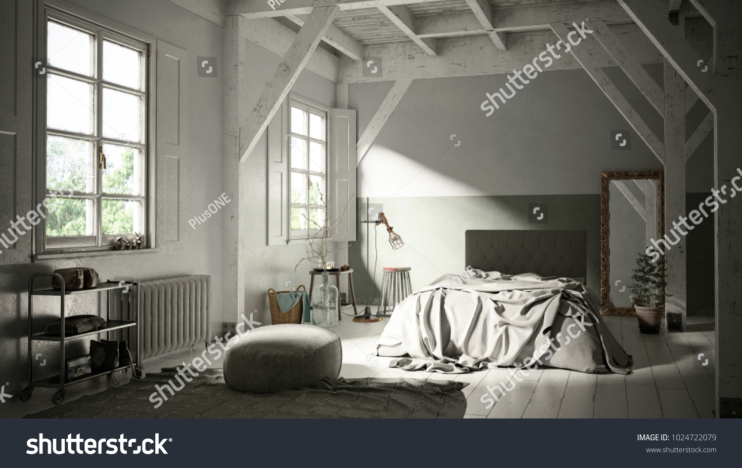 Light Wooden Scandinavian Style Bedroom Interior