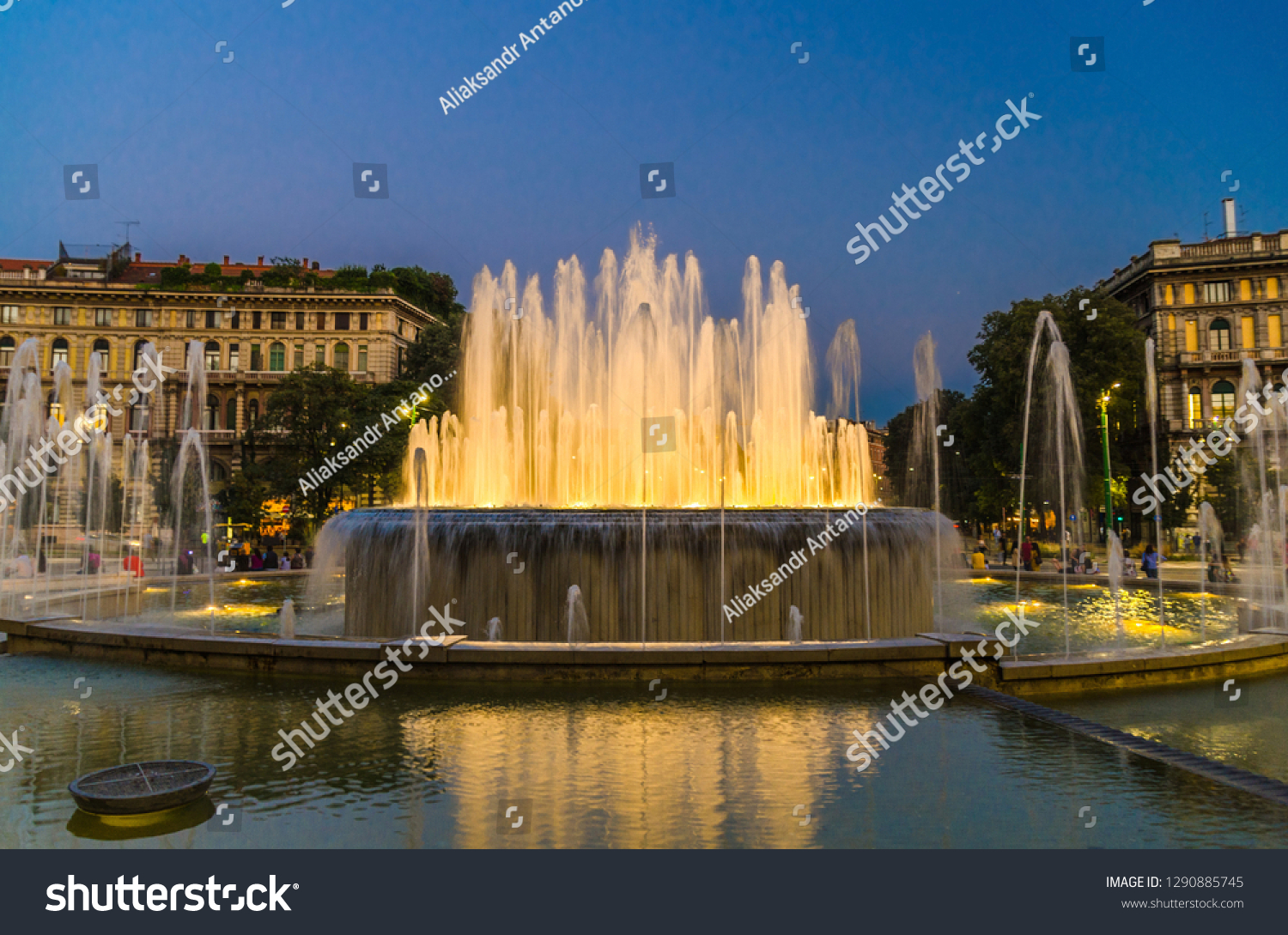 Lighting Fountain Fontana Di Piazza Castello Stock Photo 1290885745 