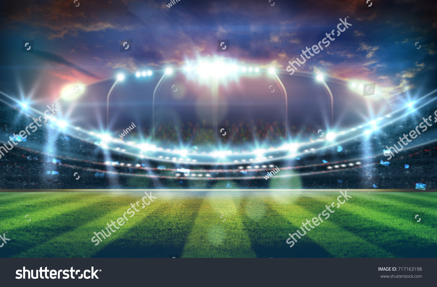 Lights Night Football Stadium 3d Stock Illustration 717163198 ...