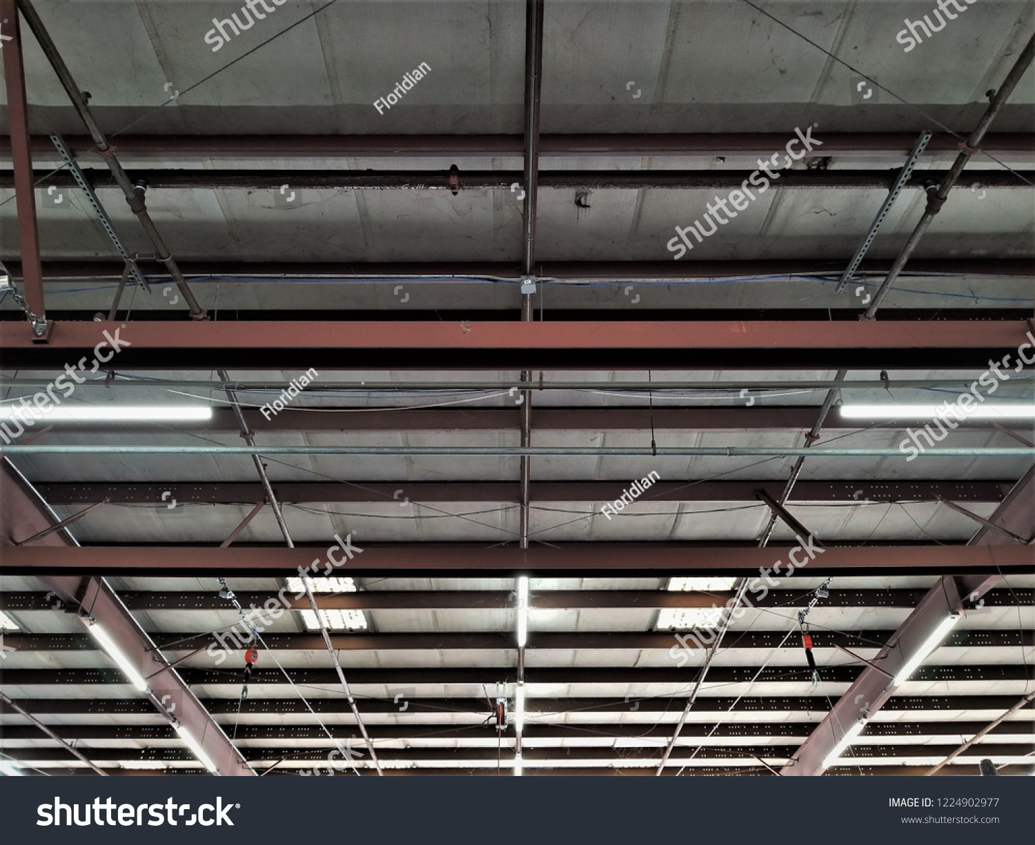 Lights On Garage Ceiling Stock Image Download Now