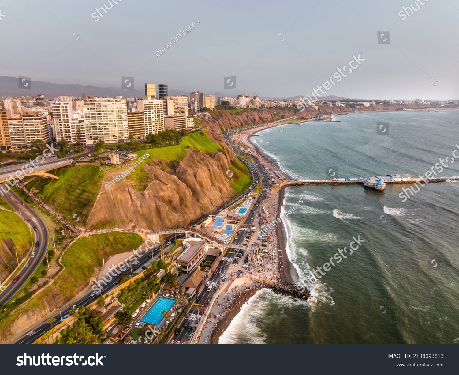 Lima Peru Aerial View Miraflores Town Stock Photo 2138093813 Shutterstock
