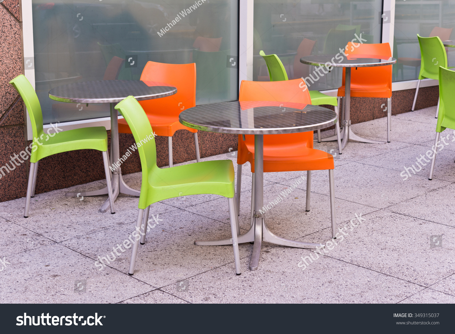 Lime Green Orange Chairs Tables Outdoor Stock Photo Edit Now