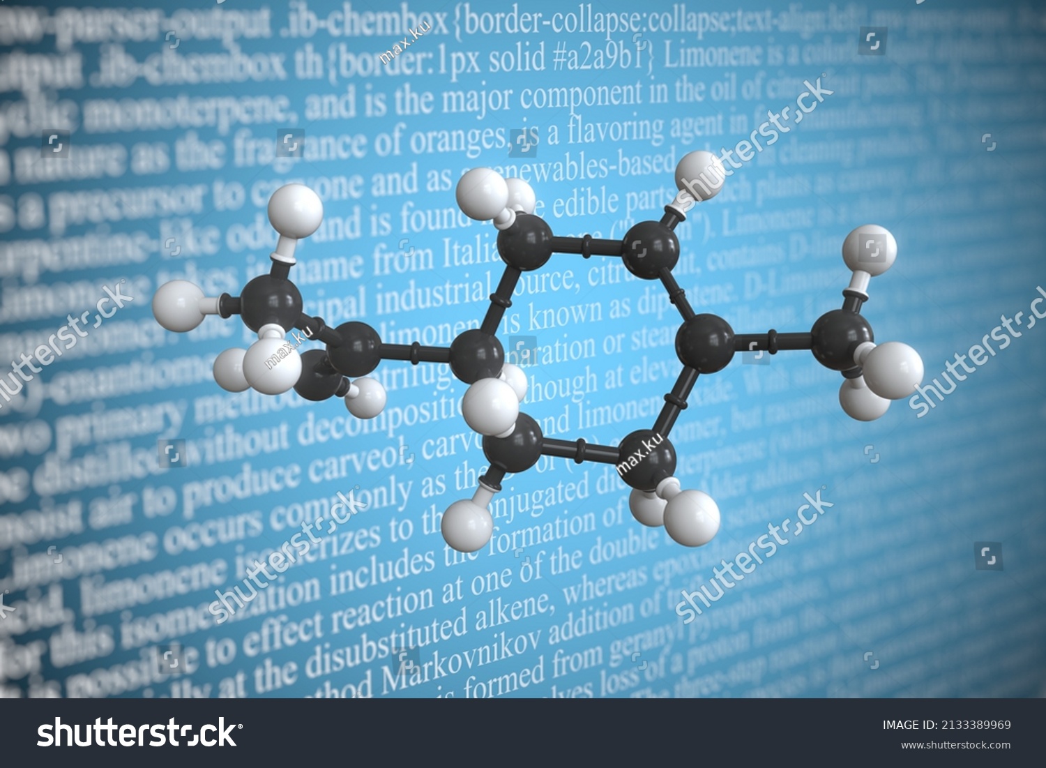 Limonene Scientific Molecular Model 3d Rendering Stock Illustration ...