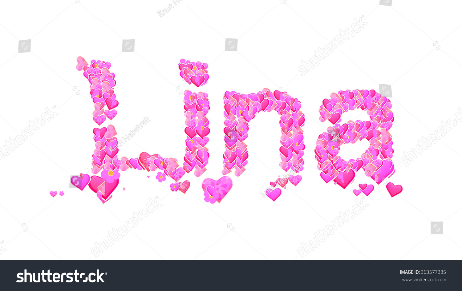 Lina Name Set Hearts Decorative Lettering Stock Illustration 363577385