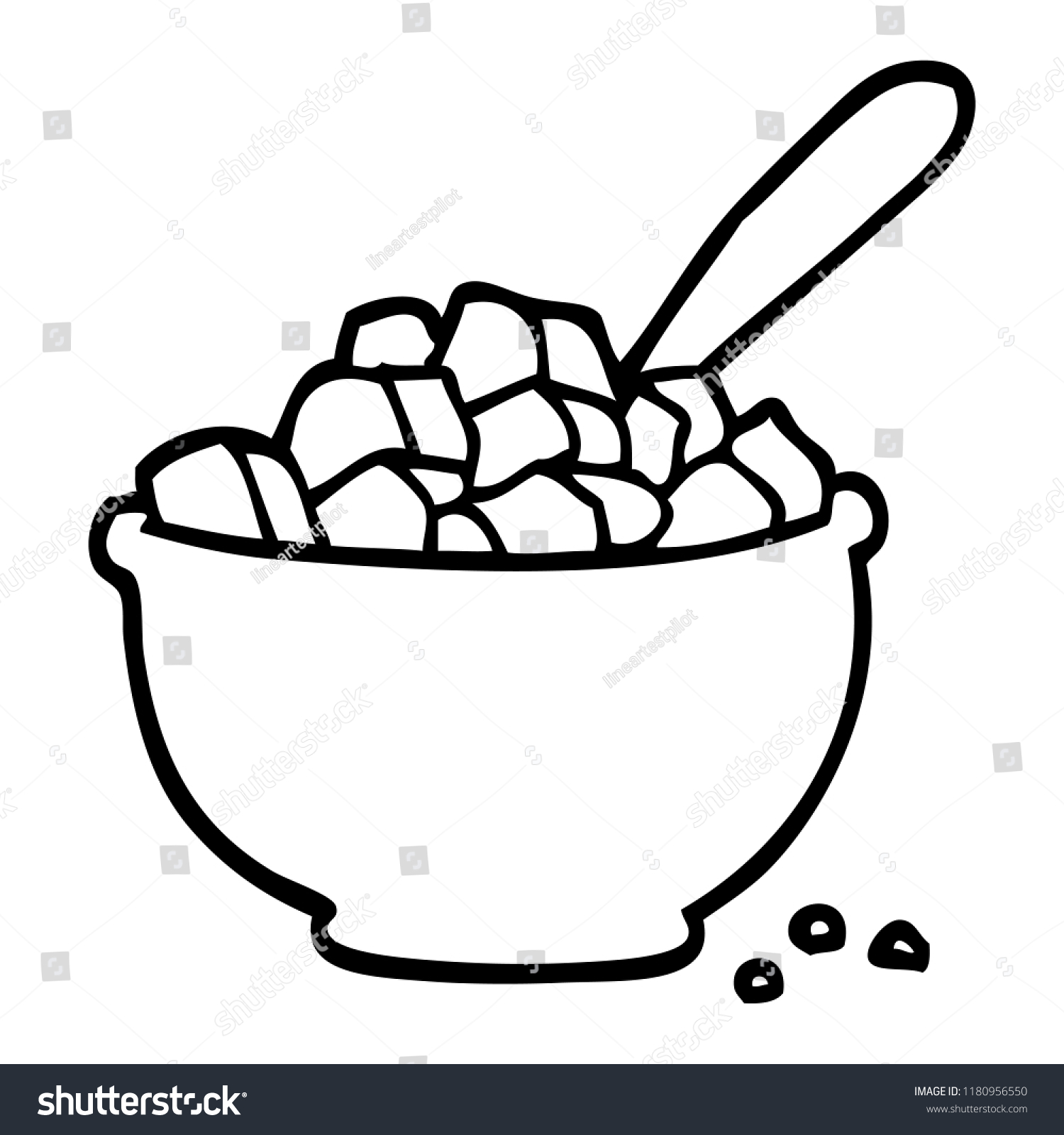 Line Drawing Cartoon Bowl Cereal Stock Illustration 1180956550