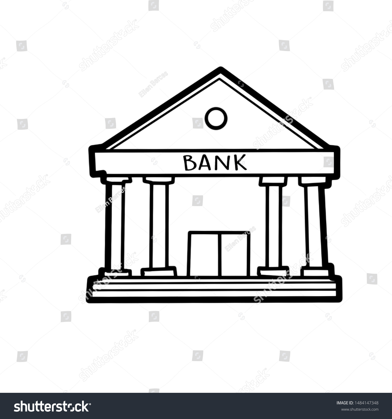 Line Drawing Bank Building Stock Illustration 1484147348 | Shutterstock