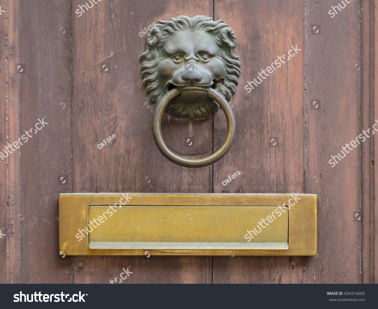 Lion Face Shape Door Knocker Letterbox Stock Photo Edit Now