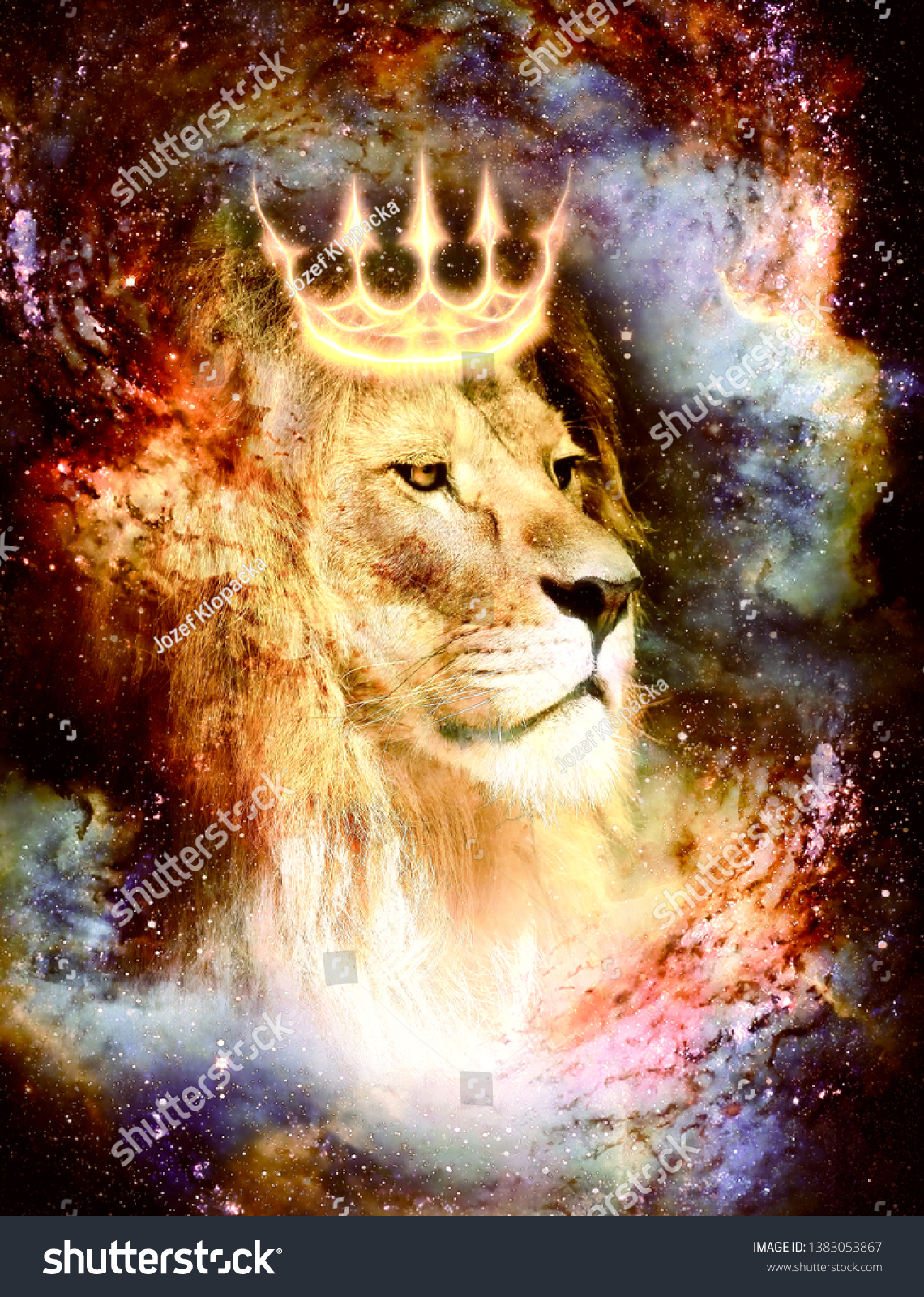 Lion King Cosmic Space Lion On Stock Illustration