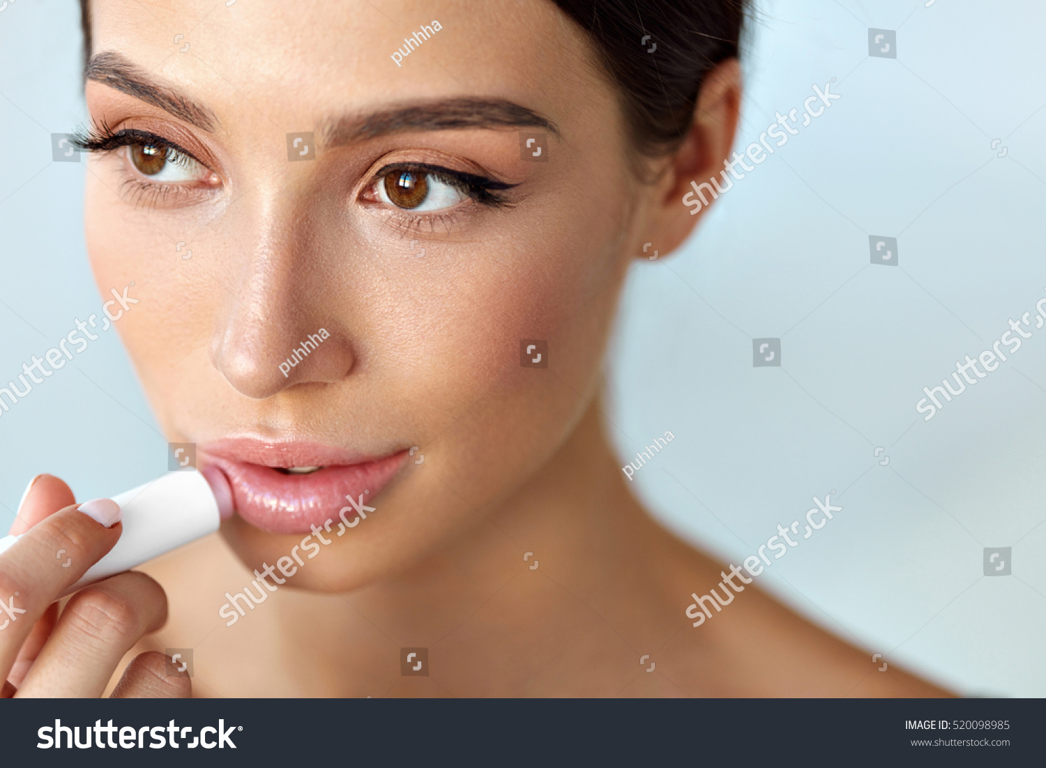 Lips Protection Beautiful Woman Beauty Face Stock Photo ...