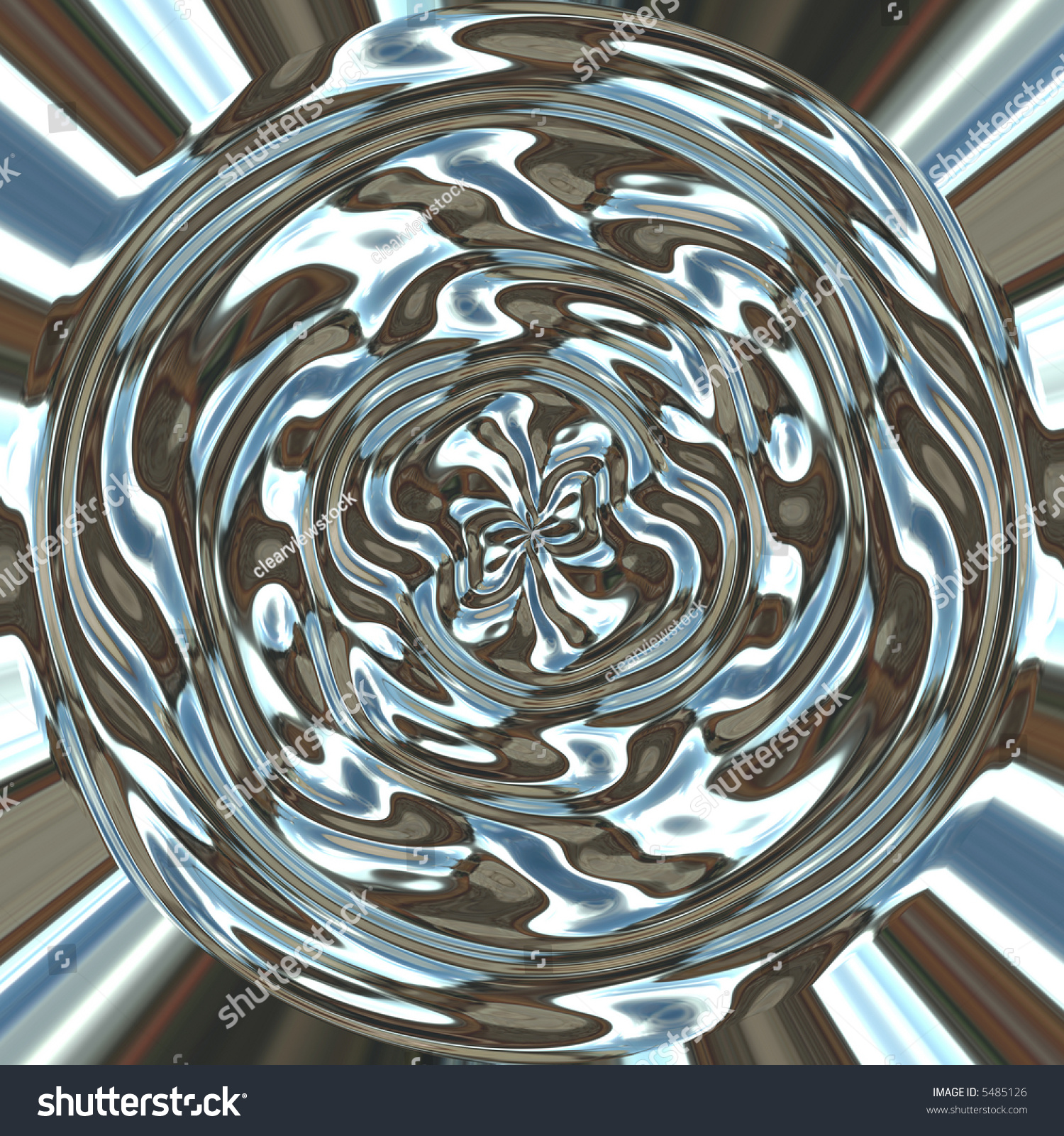 Liquid Silver Or Chrome Swirls Around In A Circle Stock Photo 5485126 ...