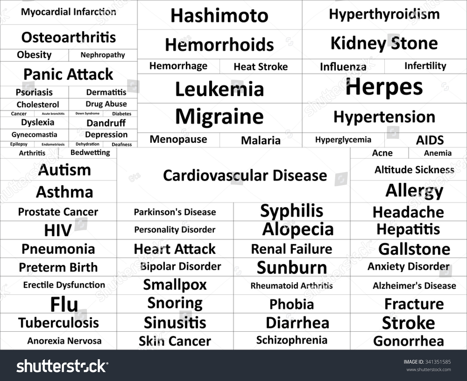 list-different-diseases-written-bold-type-stock-illustration-341351585