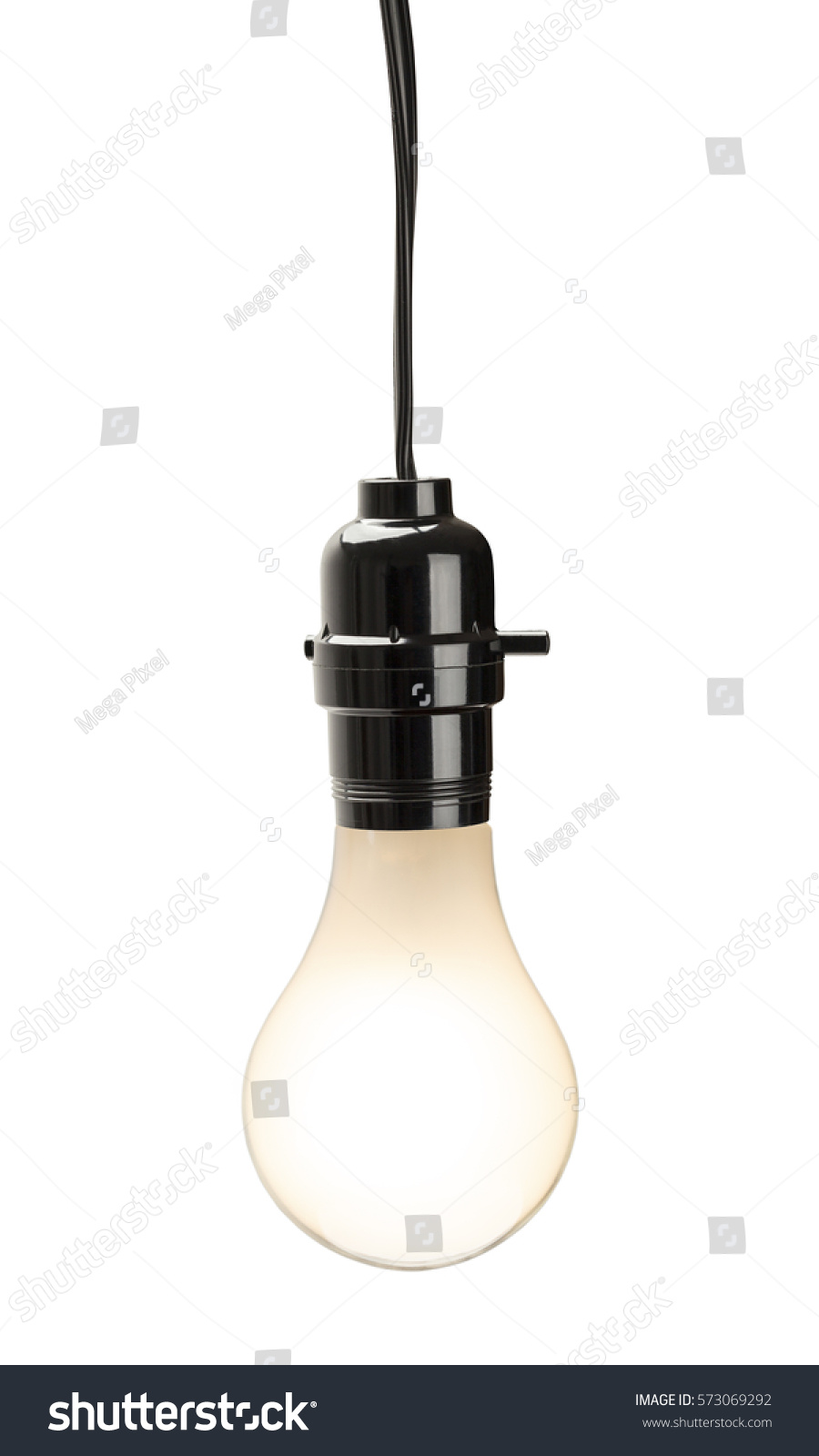 Lit Light Bulb Hanging Cord Power Stock Photo Royalty Free Lit Light Bulb Hanging With Cord Power Switch Isolated On White Background