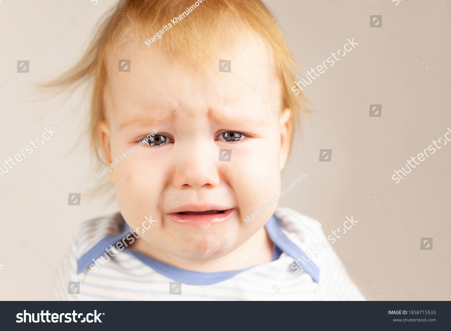 Little Baby Crying Portrait Close Baby Stock Photo 1858715533