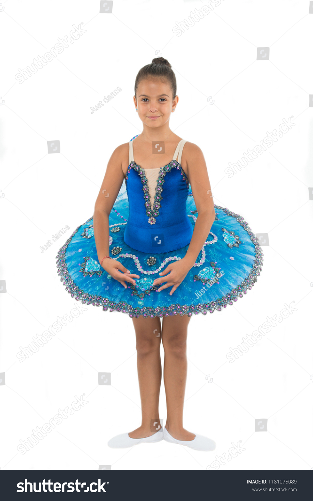 little ballerina girl blue tutu adorable stock photo (edit