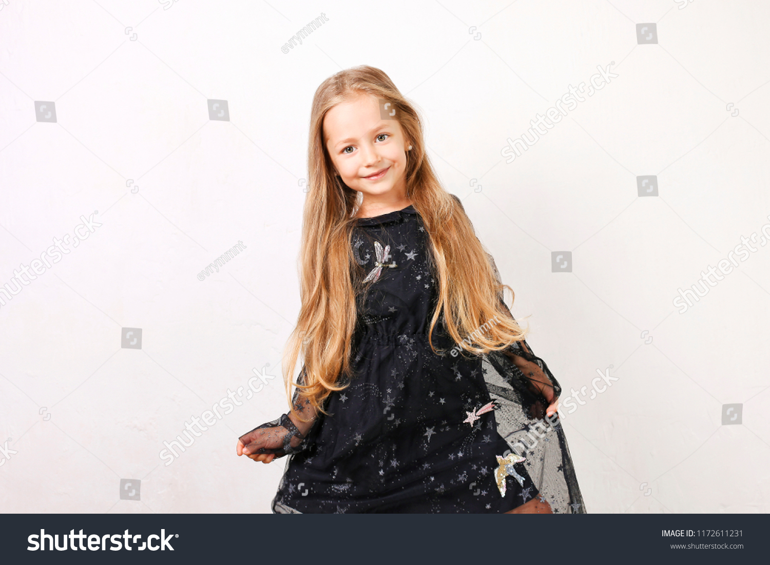 Little Blonde Girl Long Golden Hair Stock Photo Edit Now 1172611231