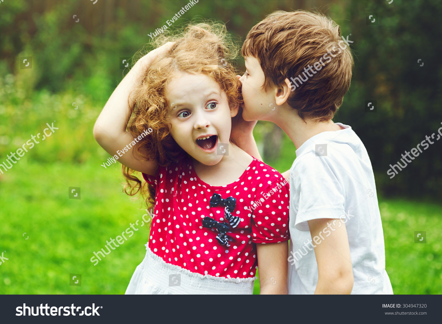 Little Boy Girl Whispers Stock Photo (Edit Now) 304947320