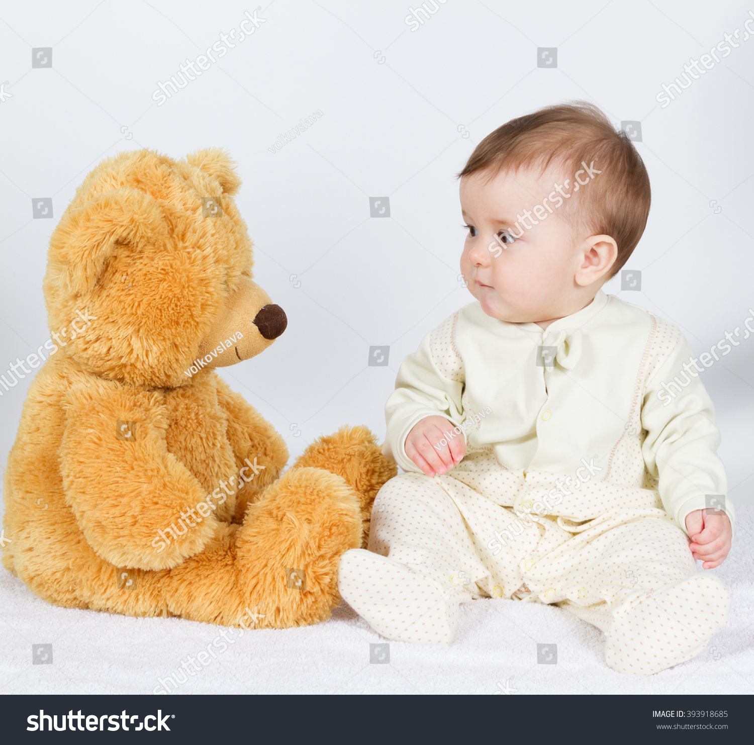 Little Boy Baby Sitting Next Teddy Stock Photo 393918685 | Shutterstock