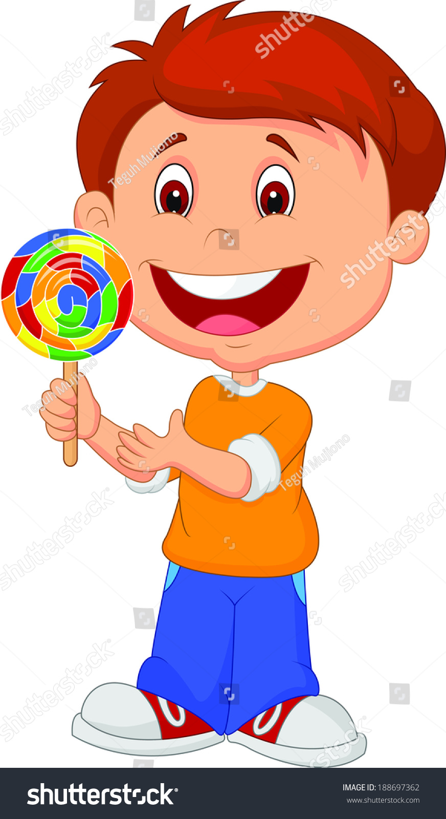 Little Boy Holding Lollipop Candy Stock Illustration 188697362 ...