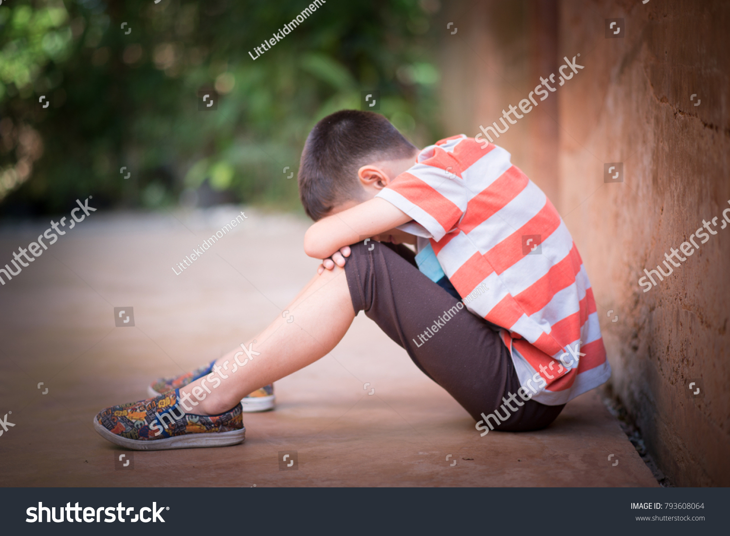 Little Boy Sitting Alone Sad Feeling Stock Photo (Edit Now) 793608064