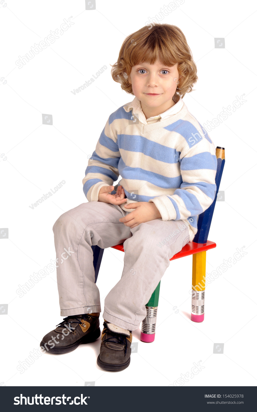 Little Boy Sitting Chair Stock Photo 154025978 - Shutterstock