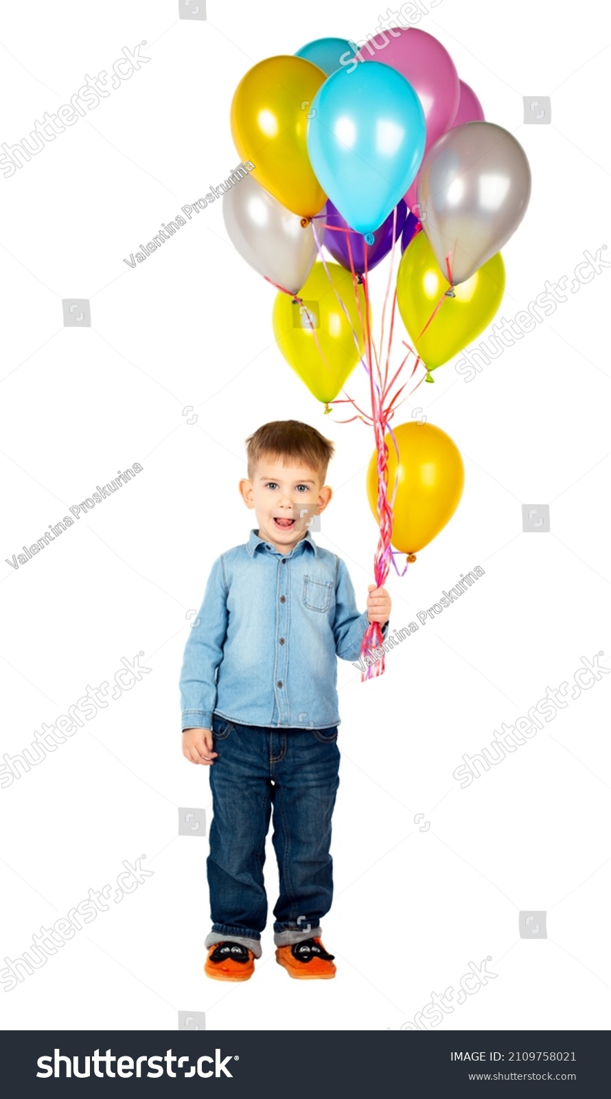 Little Boy Balloons Isolated On White Stock Photo 2109758021 | Shutterstock